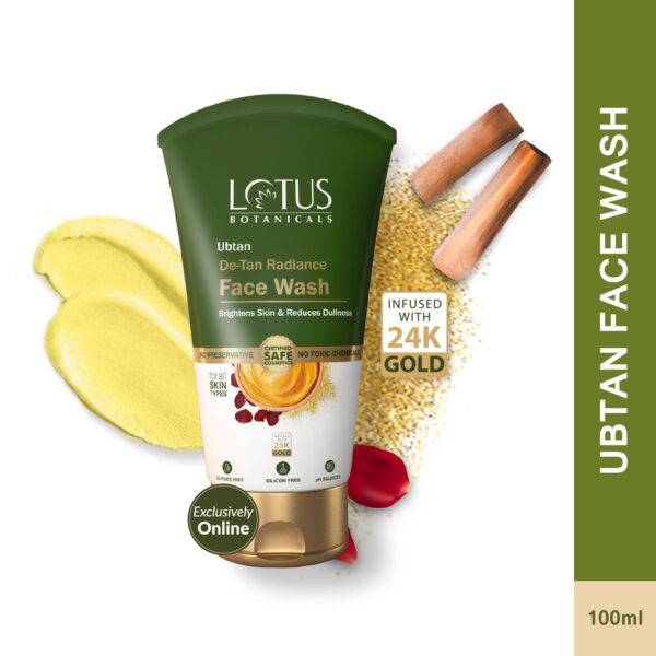 Lotus Botanicals Ubtan De-Tan Radiance Face Wash Infused with 24K Gold Rejuvenated Skin (100ml)
