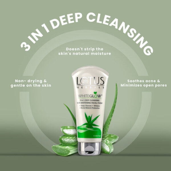 Lotus Herbals Whiteglow 3 In 1 Deep Cleaning Skin Whitening Facial Foam, Chemical Free - Image 6
