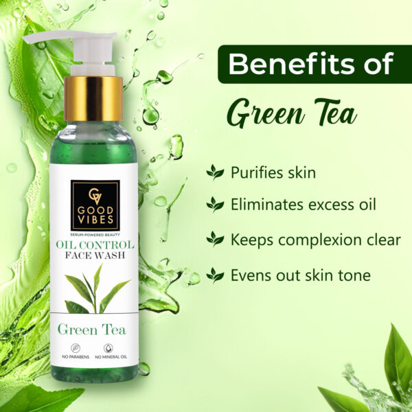 Good Vibes Oil Control Green Tea Face Wash | Prevents Acne Skin Purifying (120 ml) - Image 2
