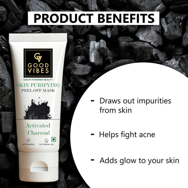 Activated Charcoal Skin Purifying Peel Off Mask | Deep Pore Cleansing, Purifying | No Parabens, No Sulphates, No Mineral Oil, No Animal Testing (100 gm) - Image 3