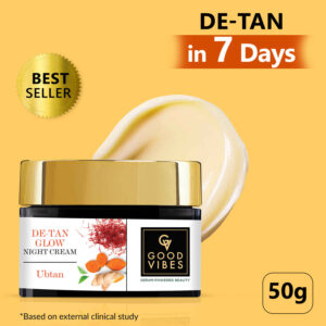 De-Tan Glow Night Cream Ubtan with Power of Serum | Tan free, Brightening, Pigmentation, Skin renewing, Sleep treatment (50 g)