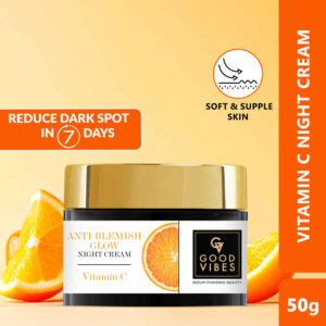 Good Vibes Anti-Blemish Vitamin C Glow Night Cream | Spotless, Brightening, Depigmentation, Reduces dark spot, Skin renewing, Sleep treatment (50 gm)